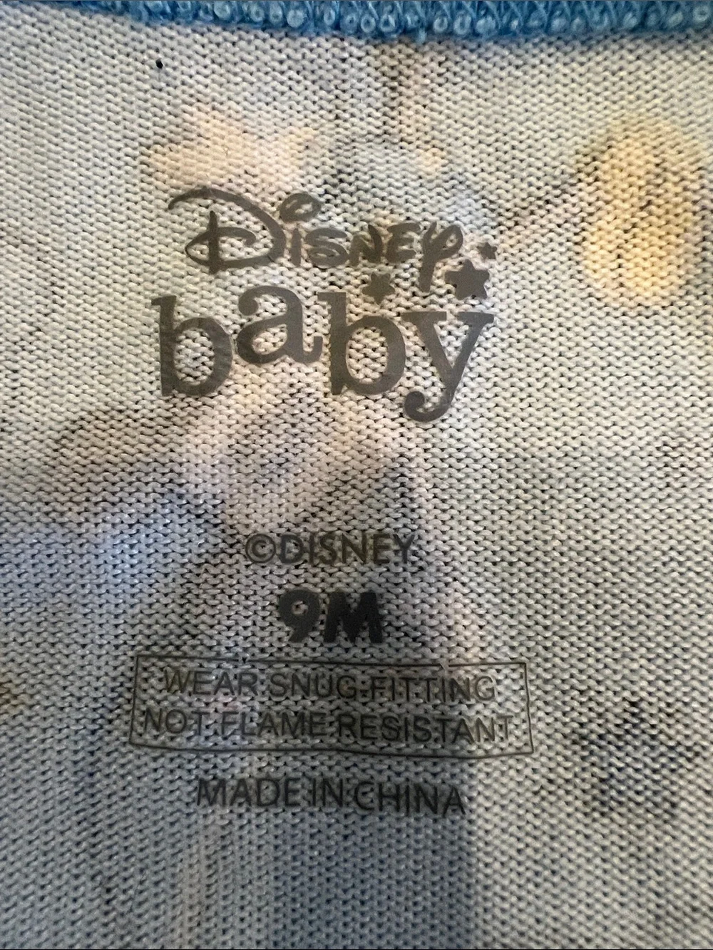 Disney Light Blue Mickey Mouse Zip-Up Toddler Footie 6 mo.